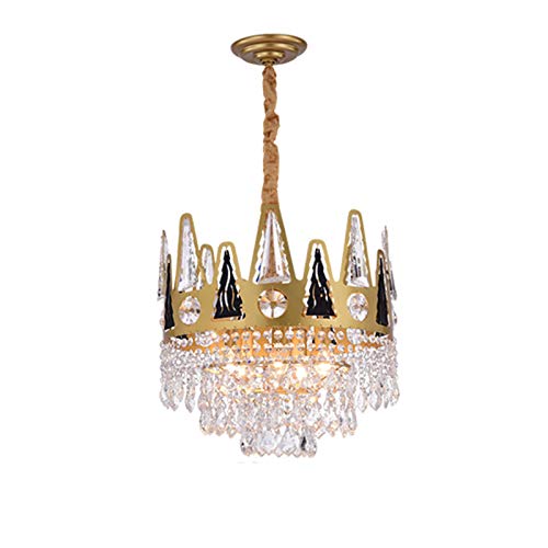 Lustre en cristal doré pour salle à manger, suspension 5 niveaux chic pour table de salon