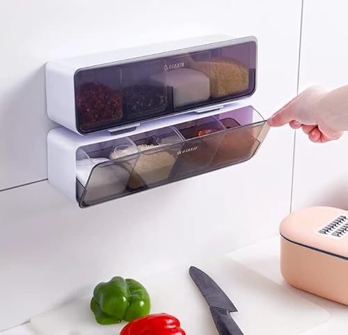 Porta Condimentos de Parede sem Furos 4 Lugares E 4 Colheres