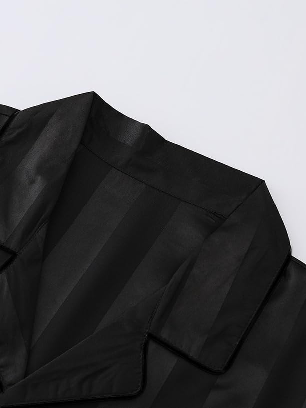 Betusline Men's Satin Sleepwear 3-piece Set Classic Button Short Sleeved Pj Set S-XXL2