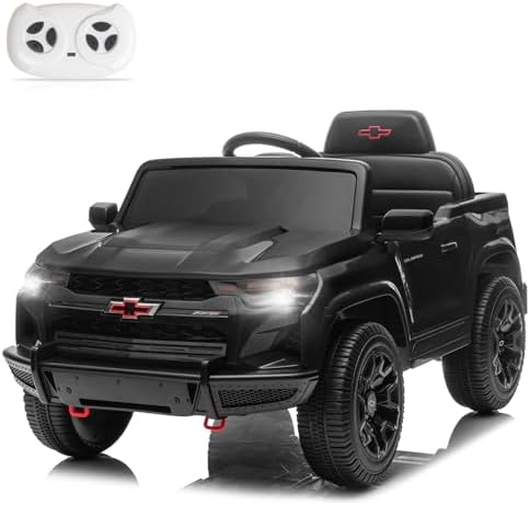Winado 12V Licensed Chevrolet Colorado Electric Ride on Car, Blac...