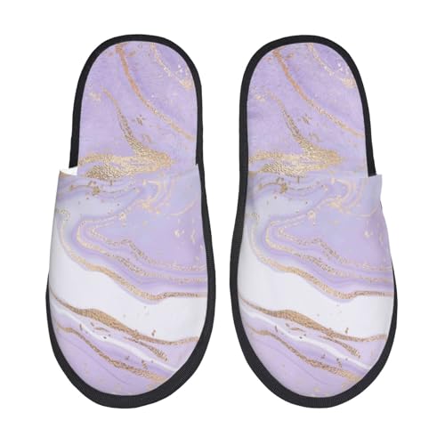 Lavender Glitter Foil Stripes Print Women Slippers Home Furry Shoes Keep Men Couples Shoes Warm For Women-
