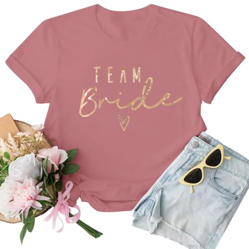 WOOD MEETS COLOR T-Shirt Team Bride Bridejungfer Tshirt Tshirt Frauen Junqgesellenabs chied T-ShirtRose Gold Bride Rose L