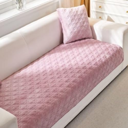 Image of HOMETHREADS Innovative Premium Velvet Sofa Cover Mat with PVC Backing for Non-Slip Comfort | (Pink Clubs, 1 Seater Large| 70x90cm)
