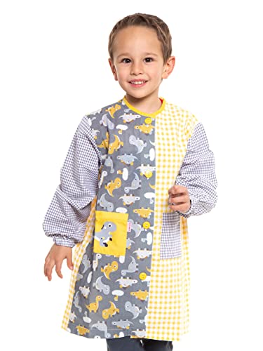 Ardeco's - Baby o bata colegio con botones estampado dinosaurios (4 años) Cover