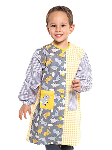 Ardeco s - Baby o bata colegio con botones estampado dinosaurios (6 años)