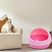 Baoblaze Semi Enclosed Cat Litter Box Kitten Sandbox Durable Easy Cleaning Pet Bedpan Cat Litter Toilet, Pink