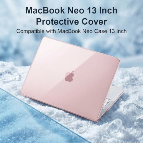 Image of ZORBES Case Cover Compatible with 2026 MacBook Neo A3404, 13 inch Transparent MacBook Neo Cover with Ventilated Heat Dissipation Design, Lightweight Anti Scratch Shockproof Snap On Laptop Cover, Pink