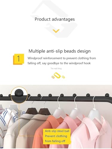 Image of Heavy Duty Clothes Drying Stand for Clothes - Double Rod Cloth Drying Stand Metal with Wheels & Side Hooks | Foldable Clothes Rack Kapde Stand for Balcony,Bedroom,Home