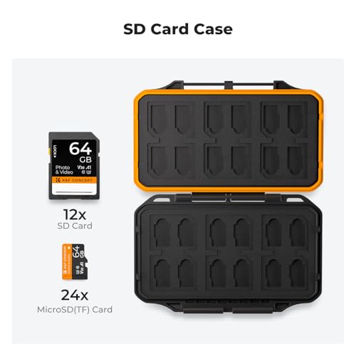 Image of K&F CONCEPT 36 Slots Memory Card Case with 4-in-1 Card Reader | Anti-Shock Card Carrying Storage Case for 24 Micro SD /TF /, 12 SD /SDXC /SDHC Cards
