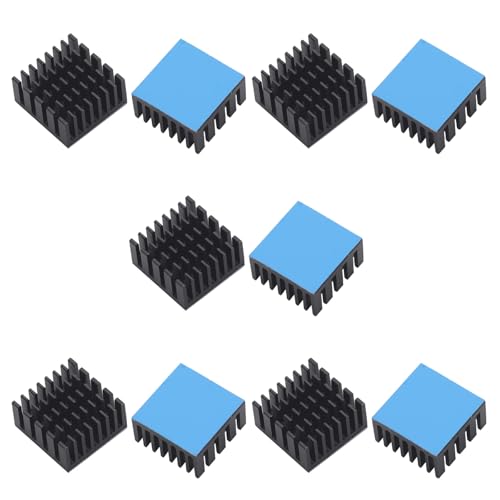 10 disipadores de calor de aluminio negro de 20x20x10 mm con cinta térmica para GPU y VRM