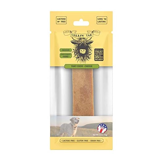 Yellow Yak Yaky Chew | Hard Cheese | Lactose - Soy - Grain - Gluten Free | Medium | for Dogs 35 lbs and Smaller | 1 Chew
