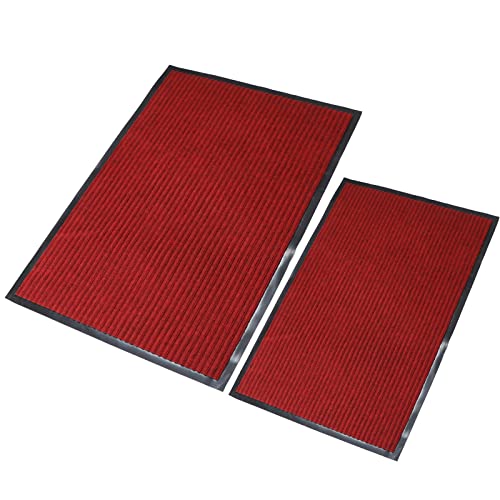 Fani DMF01S 2-Pack Heavy Duty Large Welcome Mat Outdoor Indoor Entrance Doormat Striped Floor Mat Waterproof Rug Front Door Mat Patio Anti-Skid Rubber Back cover