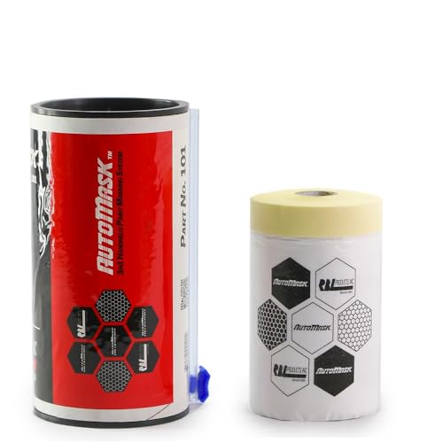 Image of RBL Products AutoMask Paint Masking Film - Lint-Free, Anti-Static, Waterproof & Solvent-Resistant - Pre-Taped for Quick & Accurate Vehicle Masking
