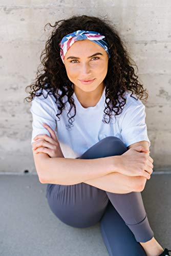 Maven Thread Bow Liberty, Workout Headbands For Women, Wide Headbands W/Bow, Sports Running Headband For Exercise, Gym Hairband Athletic Workouts And Yoga 4" Thick Non Slip Sweatbands For Women 2Pk #TOP3