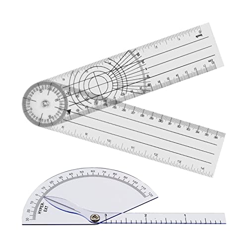 Goniometro Transparentes Goniómetro de ángulo Regla de ángulo de GonióMetro Goniometro de Articular Goniometro de ángulos 360 ° GonióMetro OrtopéDico para Medir El áNgulo de La Rodilla 2 Pieza Cover