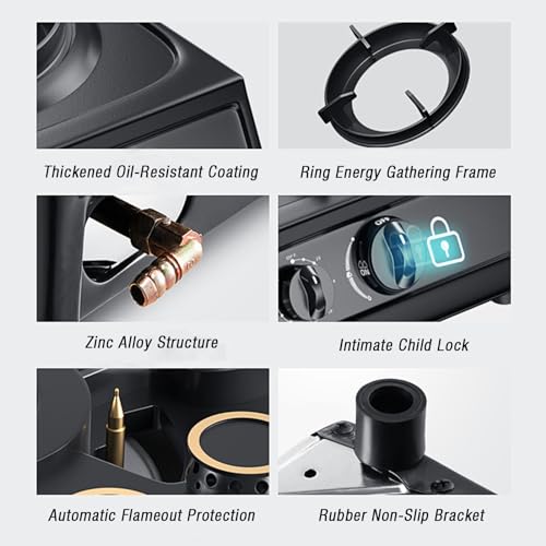 Portable Gas Stove,Cassette Stove,Max 17742.4BTU Single Burner Cassette Stove Piezo-Ceramic Ignition,for Camping Cooking Car Travel Home and Apartment (Color : LPG, Size : Style 2)