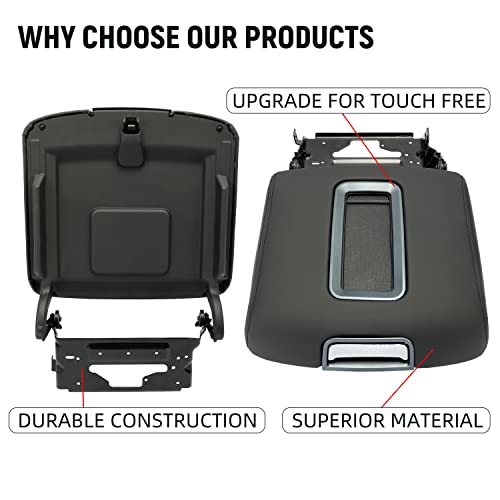 ECOTRIC Center Console Armrest Lid Compatible with 2014-2018 Chevrolet Silverado/GMC Sierra, 2015-2020 Tahoe Yukon Suburban Replace for 0227083AA L0227083AA w/Steel Bracket Black Artificial Leather by ECOTRIC - Used condition - Image 3