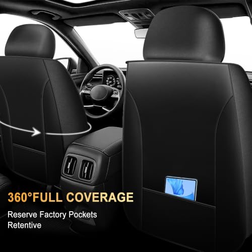 IKABEVEM Full Set Car Seat Covers fit for Subaru Outback 2010-2025 2026 Luxury Leather Automotive Seat Covers, Car Seat Protector Compatible with Airbags(5 Seats, Black) by IKABEVEM - Used condition - Image 3