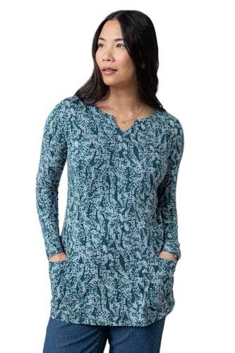 Lily & Me Maple Printed Cotton Jersey Tunic - Petrol - Size 08