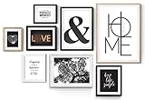 8er Poster Set in verschiedenen Größen! 10x15, 13x18, A4 und A3. Wanddeko von MARELLE. Beste Poster, Wandbild, Spruchbilder, schwarz weiß, Geschenk, Gallery Wall, Komplett Set 2563