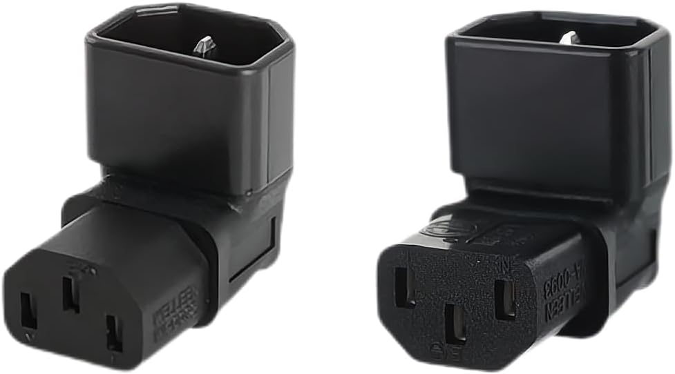 chenyang 2pcs/lot IEC C14 to C13 Power 90 Degree Right Angled Extension Converter Connector Adapter