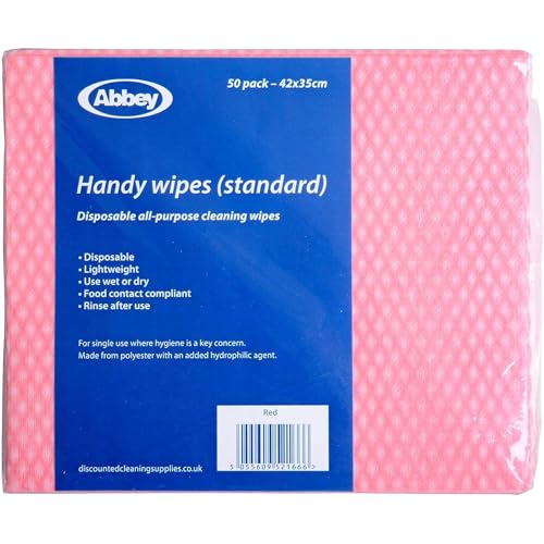 Discounted Cleaning Supplies Einweg J Tücher Packung mit 50 - Rot, 44 x 36 cm, 44 x 36 cm