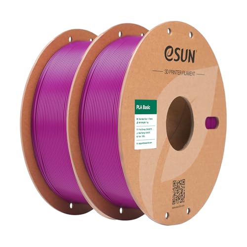 Image of eSUN PLA Basic Filament 1.75mm, 3D Printer Filament High Speed PLA for Fast Printing, 1KG per Spool, 2 Spools High Speed 3D Printing Filament, Purple