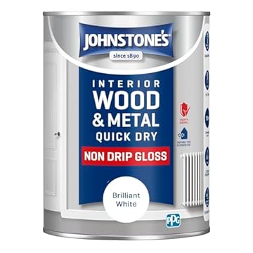 Johnstone's - Wood & Metal Paint - Gloss Finish - Brilliant White - 1.25l - Water Based - Non Drip & Quick Drying - Radiator Paint - Low Odour (Packing may vary)