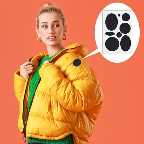Pndeyo 16pcs Puffer Down Jacket Repair Patch Kit, Black Nylon Fabric Repair Patch Self Adhesive Waterproof Stick on Patches Tape for Coat Clothing Tent Sleeping Bags Ski Pants Holes Fixing Round