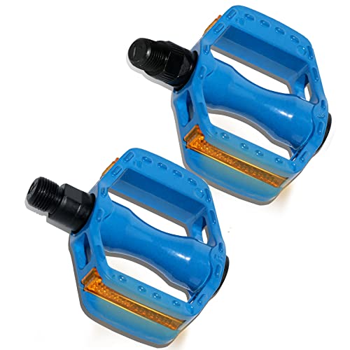 Kids Bike Pedals With 1/2 Inch Spindle Aluminum Alloy Youth Sized Bicycle Pedal Ultra Strong For 12 14 16 18 20 Inch Children Bike, Blue - 1 Pair #TOP3