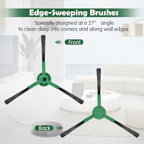 Image of Replacement Parts for iRobot Roomba Essential Q0120, Y0110, Q011, Y0140, Q0520, 1010 /1020 /108 /106 /105 /104 Combo /Vac Robot Vacuum Accessories, 2 Roller Brush 8 Hepa Filters 8 Side Brushes