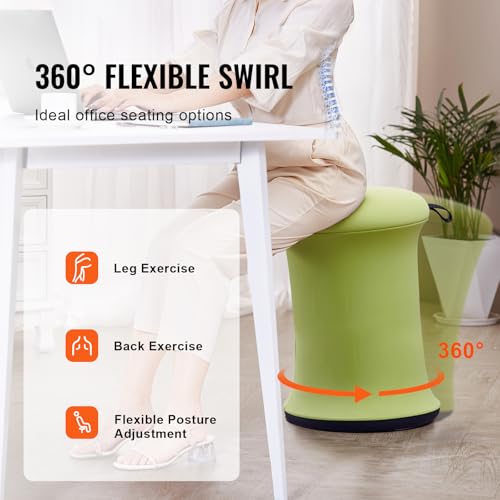 Image of Happybuy Wobble Chair, Height-Adjustable (19.3-25 inch) with Fabric Cover, Flexible Wobble Stool, Iron & Sponge Construction, 20 Tilt Angle, Ideal for School, Office & Home, Ages 12-18, Green