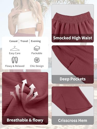 Image of ANRABESS Womens Wide Leg Palazzo Capri Pants 2026 Summer Casual High Waisted Barrel Lounge Flowy Cropped Beach Work Trousers