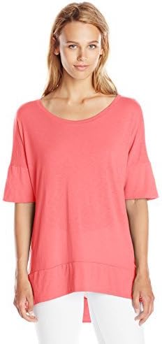 Michael Stars Women's Luxe Slub Elbow-Sleeve Scoop-Neck Hi-Low Tunic