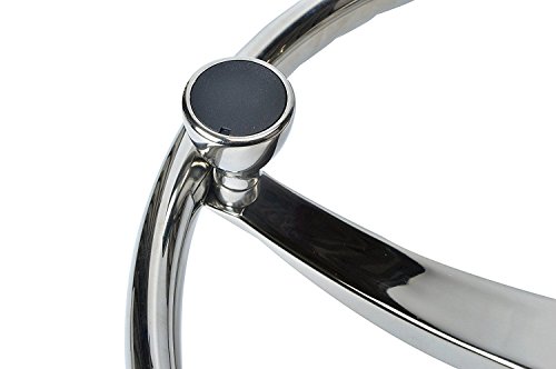 Amarine Made Stainless Steel Boat Steering Wheel 3 Spoke 15-1/2" Dia, With 1/2"-20 Nut And Turning Knob For Teleflex Cable Helm #TOP4