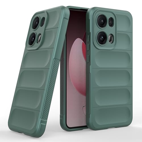 Image of Zapcase Back Case Cover for Oppo Reno 13 Pro 5G | Compatible for Oppo Reno 13 Pro Back Cover | Liquid Silicon Magic Case with Camera Protection | Dark Green