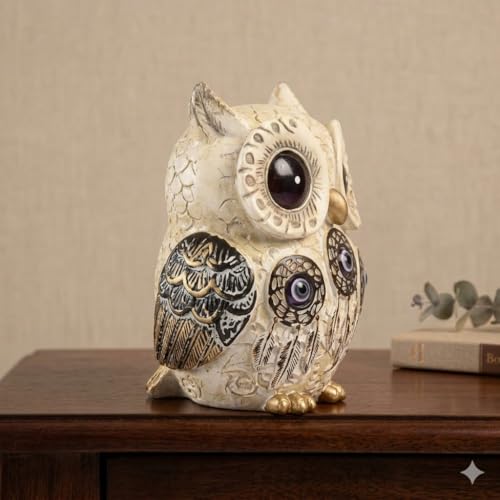 Image of Evil Eye Owl Statue for Good Luck l Feng Shui & Vastu II Evil Eye II Showpiece for Home Decor