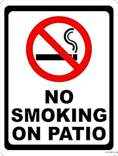 New Street Sign Warning Plaque Wall Decor No Smoking On Patio Inform of Smoking Rules Sign Courtyard Decoration Office Sign Outdoor & Indoor Safety Aluminum Sign 8 X 12 Inch