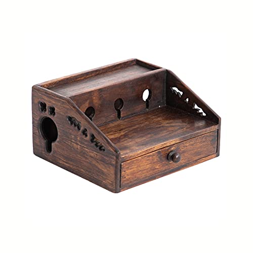 ZINXY Boîtes Rangement Câbles Maison Bureau Grande capacité câble multiprise boîte de Rangement en Bois Multifonctionnel câble Gestion boîte Vintage Cordon Organisateur boîte Boîte Cache Câble