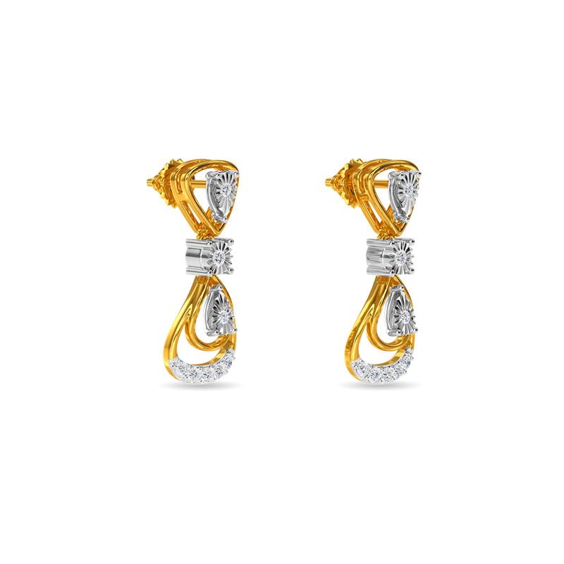 Image of KISNA JEWELS 14KT|18KT BIS Hallmark Pure Gold and Diamond Danglers Earrings For Women with Screw Back clouser