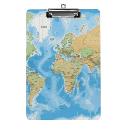 Porte-bloc acrylique A4 carte du monde au design minimaliste pour bureau