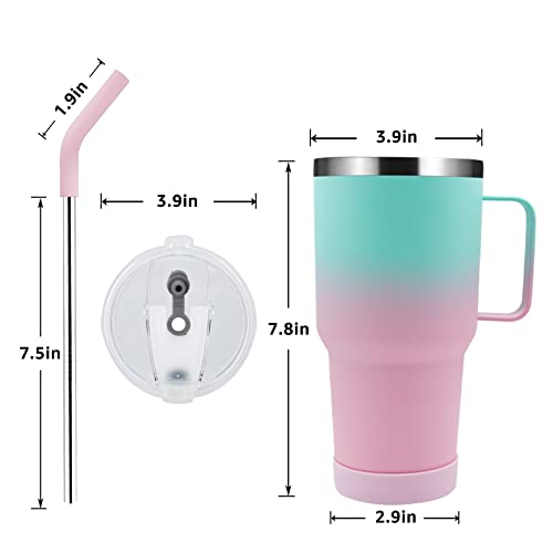 Pizkiru 30 Oz Mug Tumbler With Ceramic Coating,Vacuum Insulated Travel Tumbler With Handle,Lid And Straw,Stainless Steel Cup,Keep Drinks Cold 24 Hours,Dishwasher Safe,Fit In Cup Holder,Leak Proof #TOP6