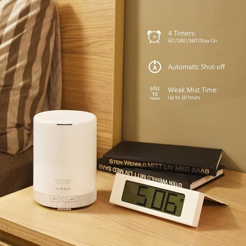 Image of ASAKUKI 300ML Essential Oil Diffuser, Quiet 5-in-1 Premium Humidifier, Home Fragrance Aroma Diffuser with 7 LED Color Changing Light and Auto-Off Switch -White
