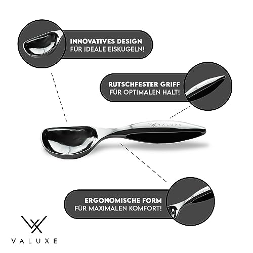 Foto von VALUXE® [Das Original] Eisportionierer - Premium Eislöffel aus langlebiger Zinklegierung - Robuster als Edelstahl - Eiskugelportionierer für die perfekte Eiskugel
