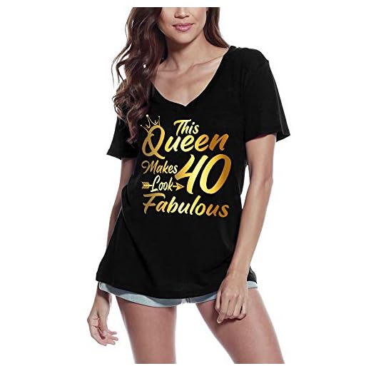 ULTRABASIC Dam Grafisk T-shirt This Queen Makes 40 - Denna drottning gör 40 - Present till 40-årsdag (Svart, S)