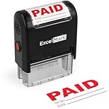 ExcelMark PAID With Check and Date Self-Inking Rubber Stamp - (A1539-Red Ink)