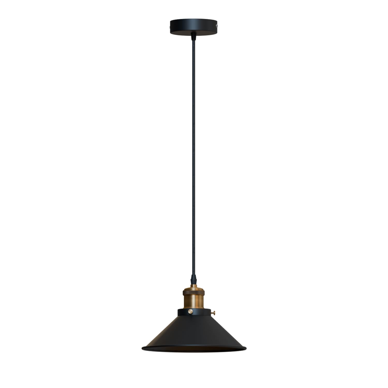 LEDSone Industrial Retro Vintage One Head Ceiling Pendant Light Black Iron Cone Shade Adjustable Hanging Pendant Light for Kitchen Restaurant Bar Balcony Hanging
