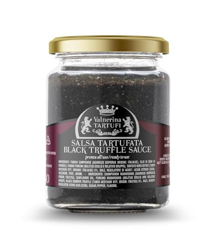 Valnerina Tartufi Salsa Tartufata Nuova Ricetta | Funghi Porcini Freschi, Tartufo Nero Estivo | Vasetto 80 Gr.