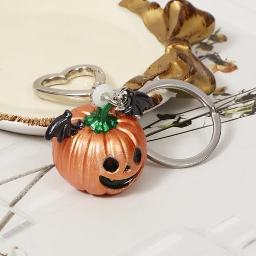 Halloween Keychain Spider Bat Pumpkin Charms with Heart Clasp Bag Charm Gothic Horror Accessories