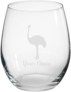 Personalised Emu Engraved Stemless Tumbler Glass, Gift for Women, Gift for Men, Emu Gift, Emu Glass